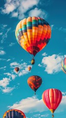 Fototapeta premium Colorful hot air balloons in the sky, 4K hyperrealistic photo