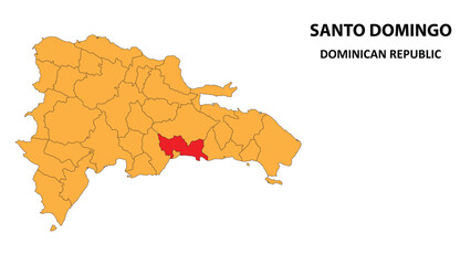 Santo Domingo Map is highlighted on the Dominican Republic map with detailed state and region outlines.