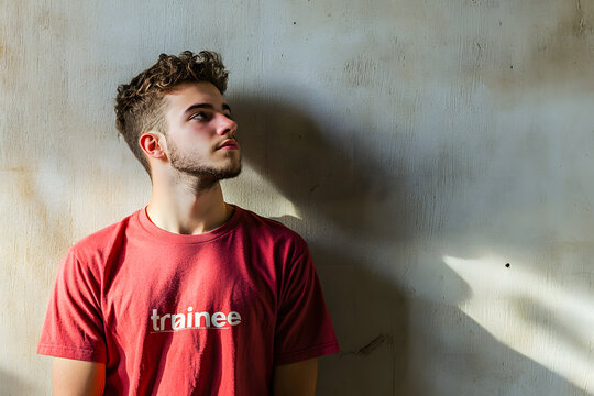 portrait of a young trainee man, bussiness and corporate concept of practicant in a company