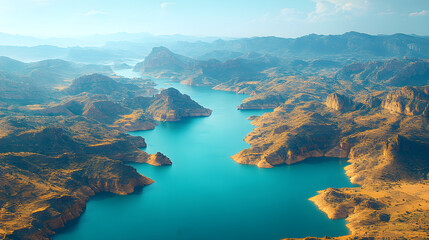 Fototapeta premium Discovering the Labyrinthine River Channels of a Semi-Desert Area from a Bird's-Eye View
