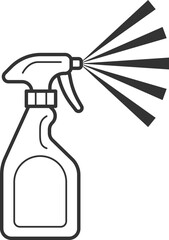 Clean icon of fluid spray in cleaning bottle aerosol. Sign tool for water gas nozzle, disinfection, hygiene spatter.
