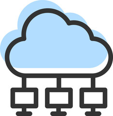 Cloud Storage And Data Transfer Vector Icon. Computing Service And Network Related Line Icons. Database And Server, Cyber Security, Digital Transformation.