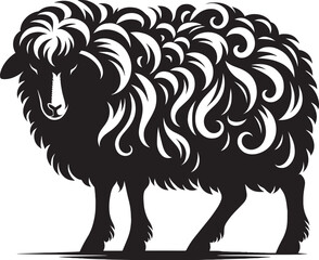 Black silhouette of domestic sheep on a white background vector illustration