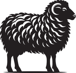 Black silhouette of domestic sheep on a white background vector illustration