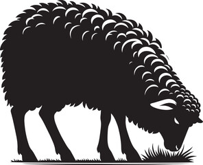 Black silhouette of domestic sheep on a white background vector illustration