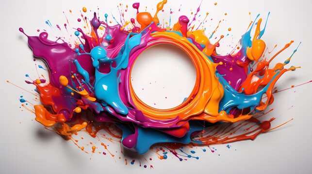 Abstract circle made from colorful oily liquid splashes