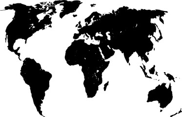 World map. Continents and their contours. Vector illustration.