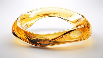 Oily liquid forming a perfect ring shape on a white background