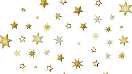 A background of golden stars against a black backdrop. The stars are of different sizes and shapes, creating a twinkling, festive pattern.