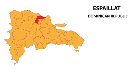 Espaillat   Map is highlighted on the Dominican Republic map with detailed state and region outlines.