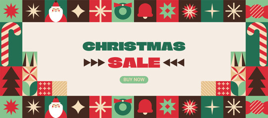 Christmas sale modern minimalist geometric design banner.