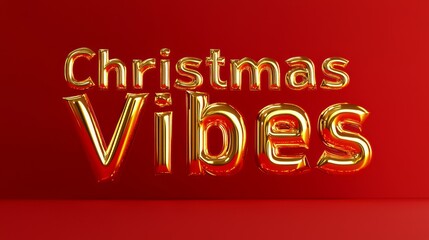 Festive Christmas Vibes 3D Typography in Red and Gold on Gradient Background