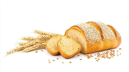 A freshly baked whole grain bread with a visible safety thermometer next to it, ensuring correct cooking temperatures.