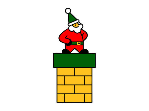 recommend clip art: Santa Claus climbing down a chimney outline vector art illustration design on a white background.
                    