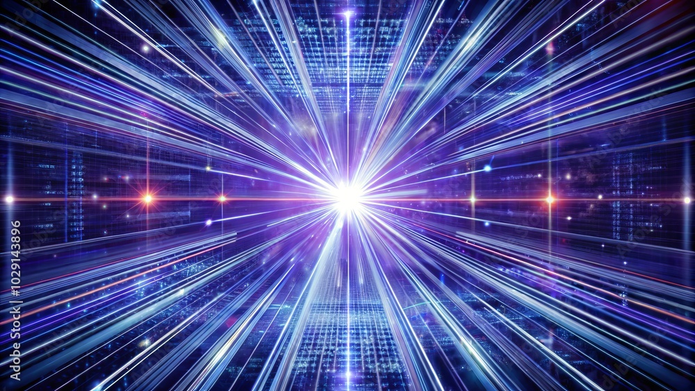 Poster abstract vector illustration depicting futuristic energy technology concepts through dynamic light r