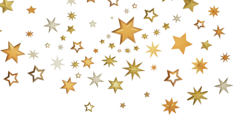 A collection of golden stars scattered on a black background, creating a starry night effect.
