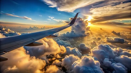 Naklejka premium Scenic View Over Clouds from an Aircraft Wing