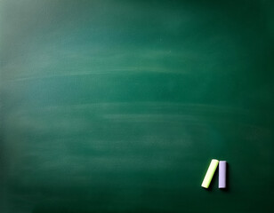 close up of an empty school green chalkboard