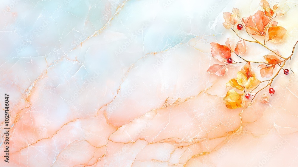 Aufkleber a marble slab with smooth, rich texture, featuring delicate gold and ruby veins in a harmonious, nat