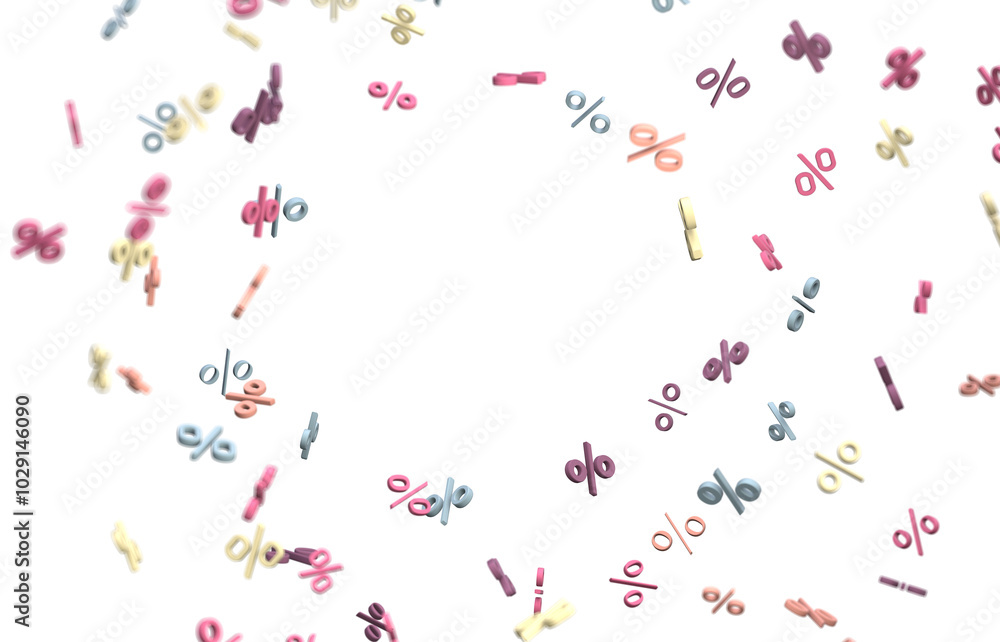Poster 3d Sales icons floating in the air 3D rendering