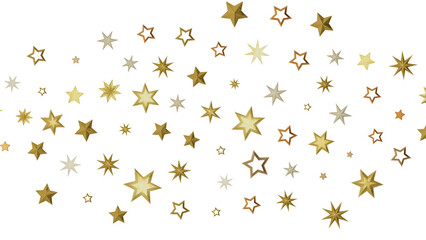 Abstract digital art with multiple golden stars on a black background
