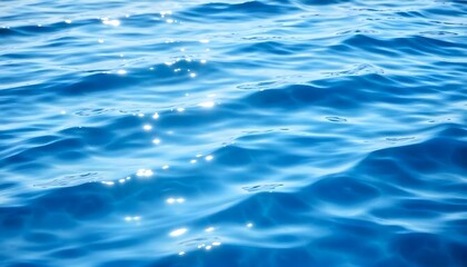 a serene blue water background with gentle ripples reflecting sunlight