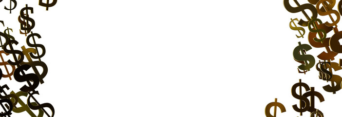 US Dollar sign symbols 3d close up