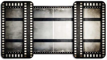 Obraz premium Vintage film strip frame with empty space for text and faded texture on a white background