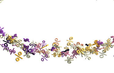 percent shopping digital in 3d. background