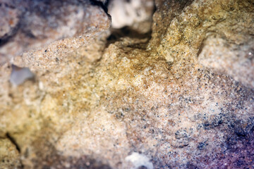Creative abstract macrophotography of the stone texture with a shallow depth of field.