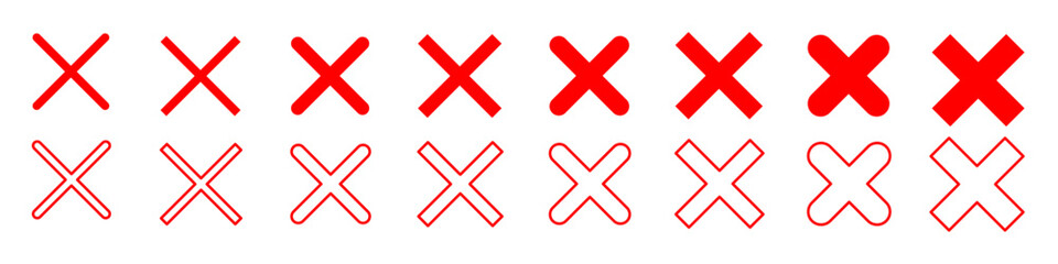 Fototapeta premium Red Cross marks. Cross icon. Negative selection mark. Vector illustration.