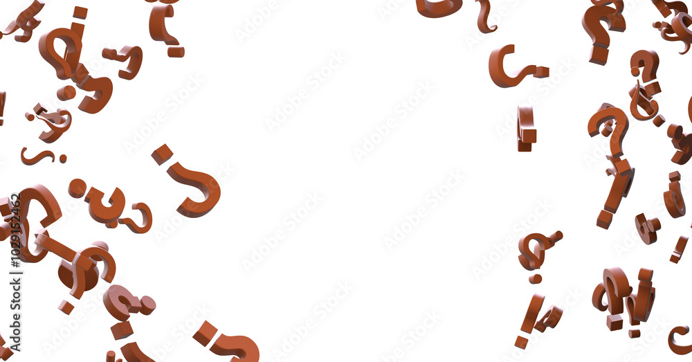 Poster question marks, original 3d rendering