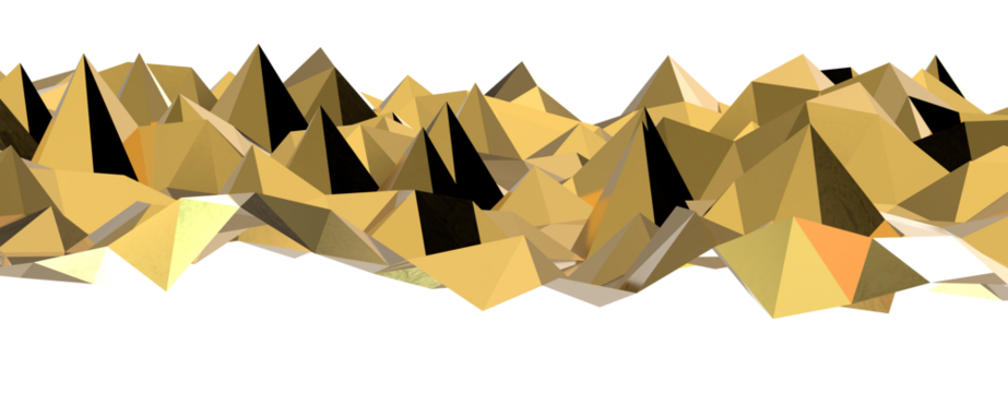 Abstract 3D render illustration,Surface gold crystal geometric triangle and Polygonal shapes template