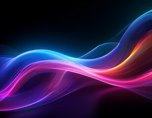 Naklejka premium Soft Neon Waves in burgundy Colors on a dark Background. Futuristic Wallpaper 