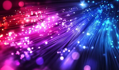 Fototapeta premium Fiber optics with colorful magical lights and a radial design background, Generative Ai