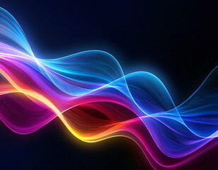 Naklejka premium Soft Neon Waves in burgundy Colors on a dark Background. Futuristic Wallpaper 