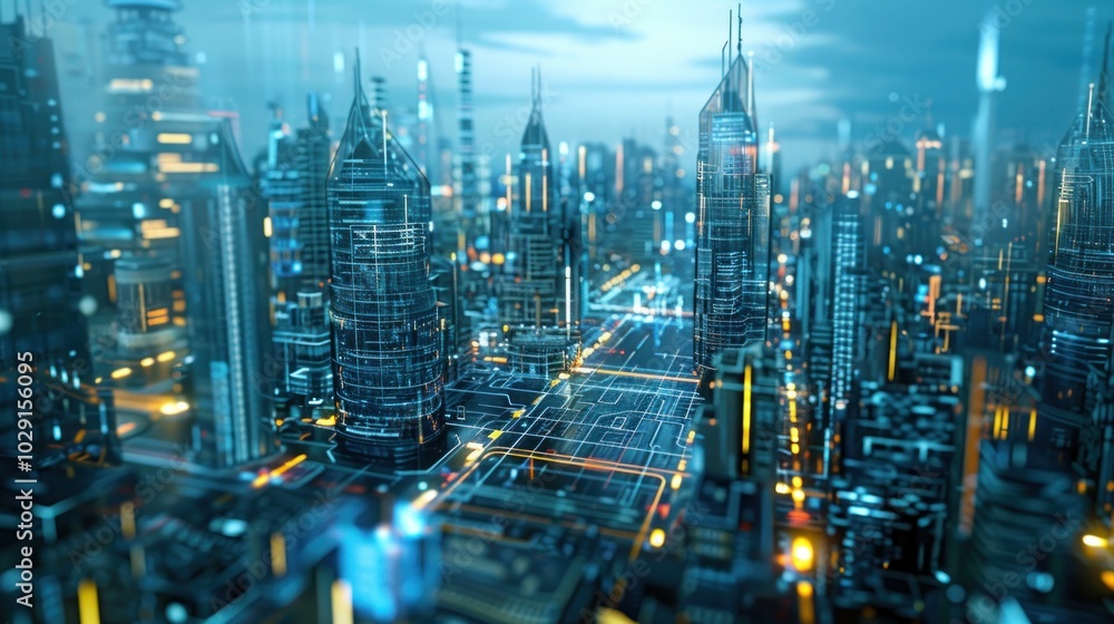 Aufkleber integrated city management platforms with centralized control and deep depth of field showcasing a f