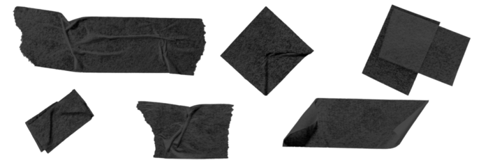 Realistic black transparent tapes, collage scotch strip for fix isolated on background .