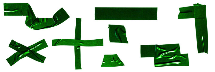 Realistic green transparent tapes, collage scotch strip for fix isolated on background .