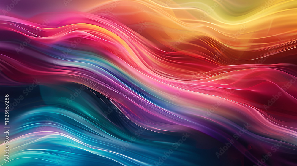 Wall mural abstract background of flowing fabric in red, blue and pink colors ,vibrant flowing abstract pattern