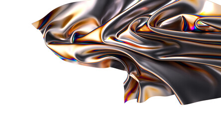 Metallic fabric with an iridescent sheen flowing gracefully