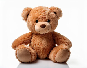 soft brown teddy bear isolated on white background 