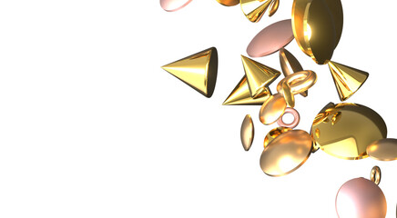 Enchanting Delight: Spectacular 3D Illustration Showcasing Enchanting gold Confetti