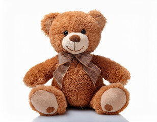 soft brown teddy bear isolated on white background 