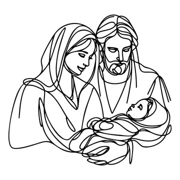 holy family line art clip art preview