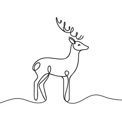Continuous one line drawing of deer. Impala logo. Vector illustration.