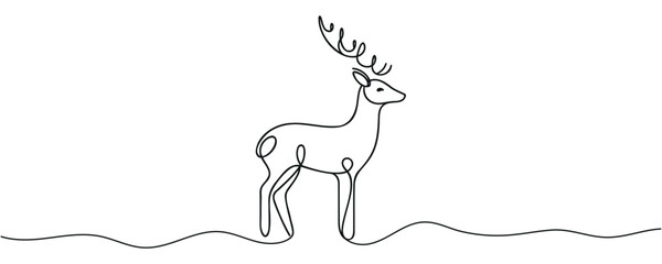 Continuous one line drawing of deer. Impala logo. Vector illustration.