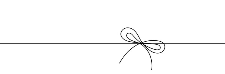 Continuous line drawing of decorative ribbon bow. editable line. Vector illustration.
