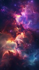 Obraz premium Colorful nebula in deep space, 4K hyperrealistic photo