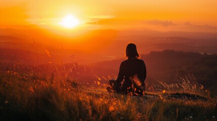 Lone Figure Watching Sunset